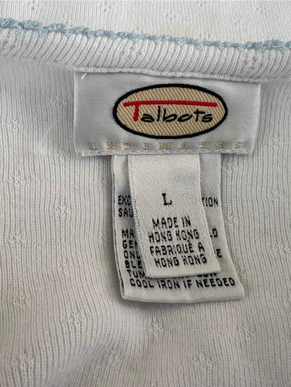 Talbots White Cardigan Sweater Light Blue Floral Trim Cottagecore L - Picture 6 of 7